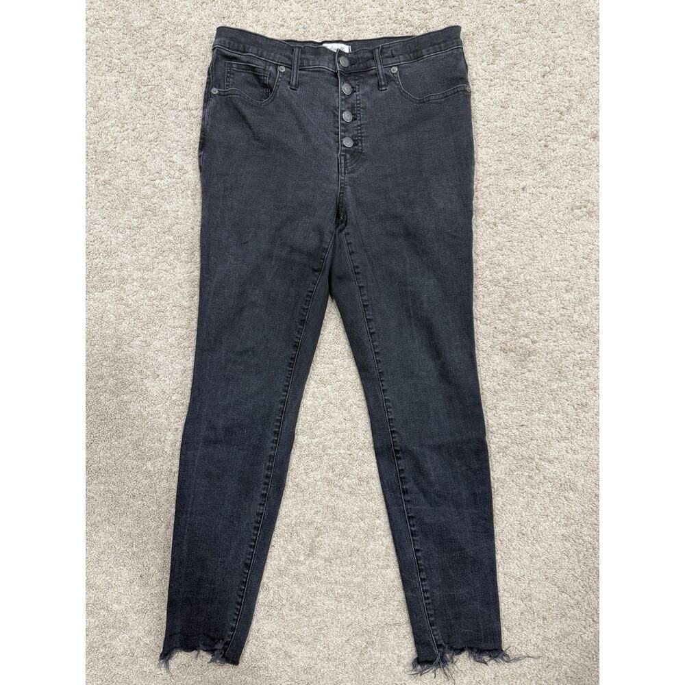 Madewell Womens Jeans Black 9 Inch High Rise Distressed Raw Hem Size 31